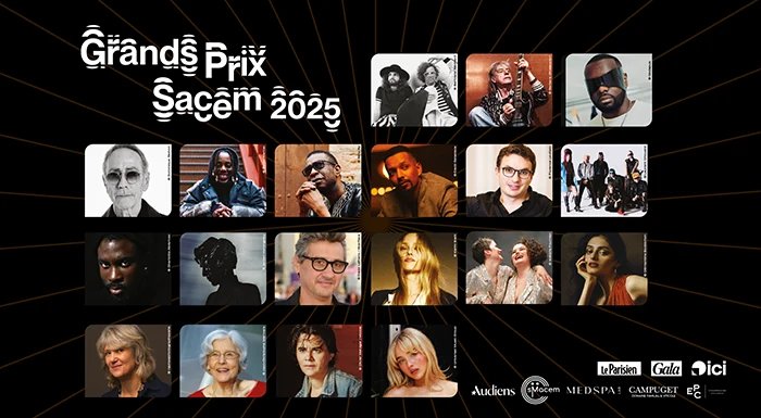 Affiche des Grands Prix Sacem 2025 : portraits des lauréats