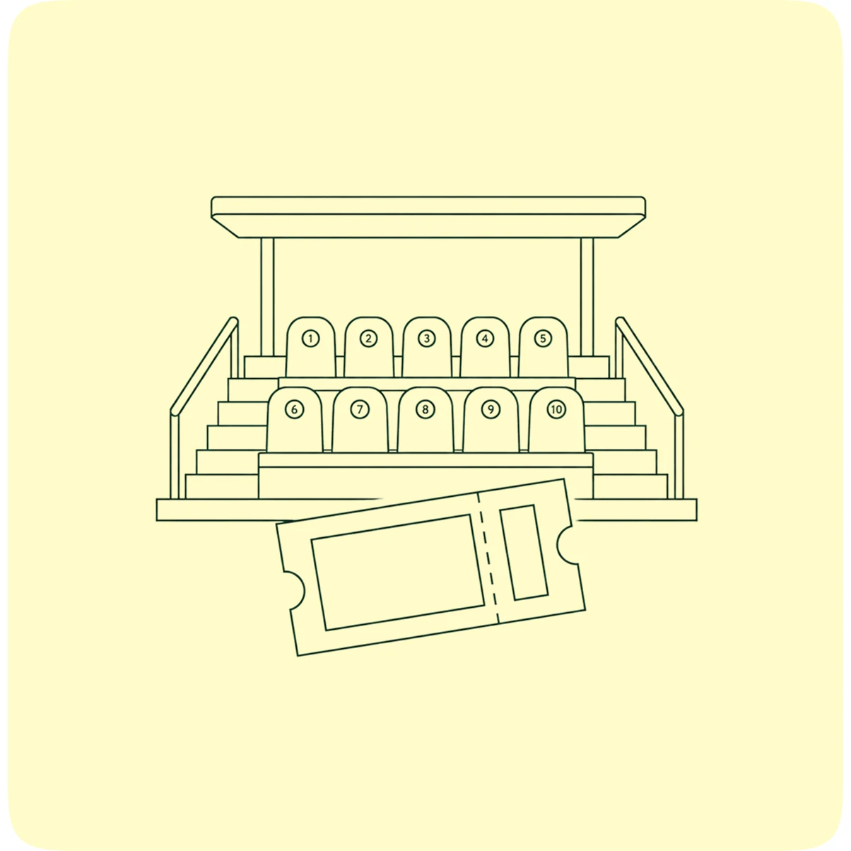 Illustration: a numbered stand and a ticket